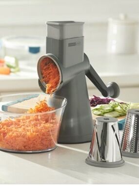 Princess House Gray Manual Rotary Grater with Stainless Drums